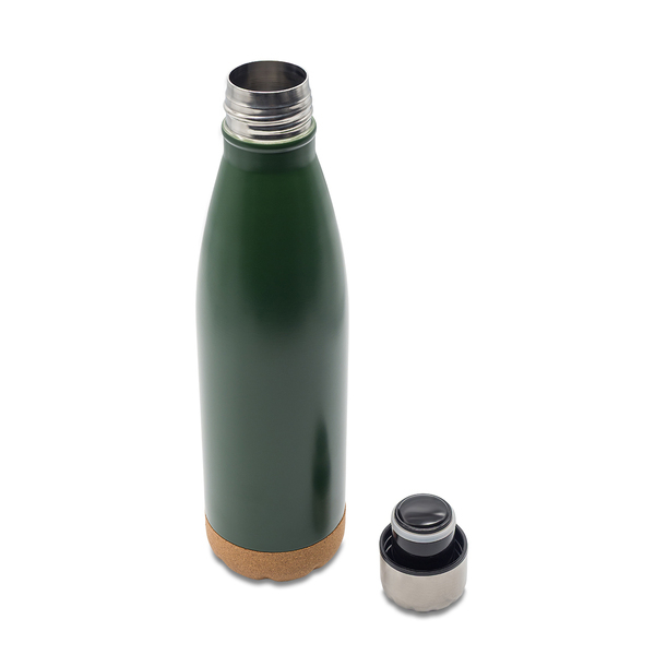 R08445.51 - Butelka termiczna z korkowym spodem Jowi 500 ml, ciemny zielony