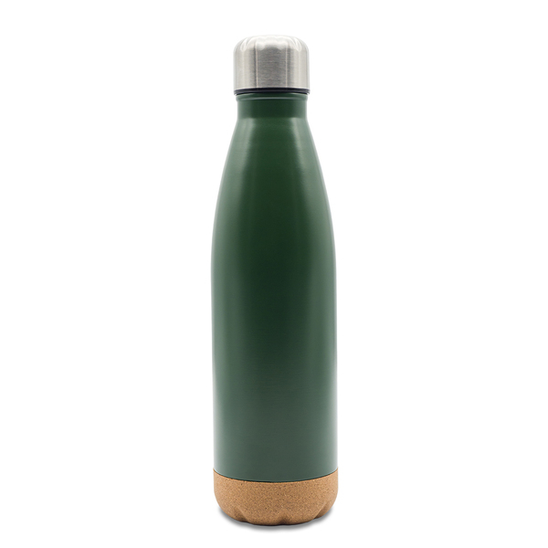 R08445.51 - Butelka termiczna z korkowym spodem Jowi 500 ml, ciemny zielony